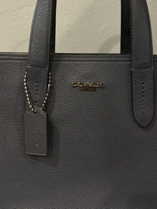 Coach Blue Leather Charlie Briefcase Bag - Picture 2 of 16